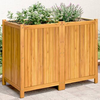 Plantenbak met voering 100x50x75 cm massief acaciahout 1