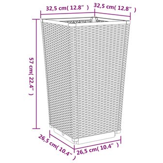 Plantenbakken 2 st 32,5x32,5x57 cm polypropeen grijs 9