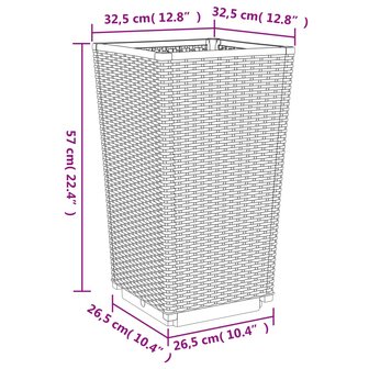 Plantenbakken 2 st 32,5x32,5x57 cm polypropeen lichtgrijs 9