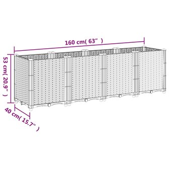 Plantenbak 160x40x53 cm polypropeen grijs 7