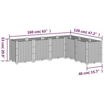 Plantenbak 160x120x53 cm polypropeen wit 8