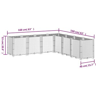 Plantenbak 160x160x53 cm polypropeen bruin 8