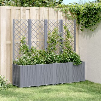 Plantenbak met latwerk 160x40x140 cm polypropeen grijs 1