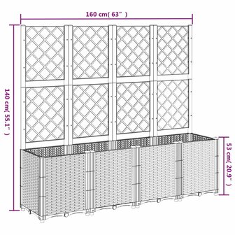 Plantenbak met latwerk 160x40x140 cm polypropeen grijs 8