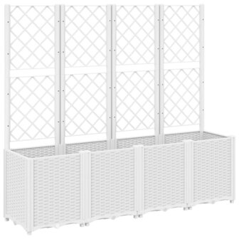 Plantenbak met latwerk 160x40x140 cm polypropeen wit 2