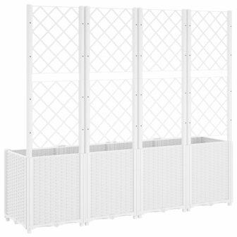 Plantenbak met latwerk 160x40x140 cm polypropeen wit 5