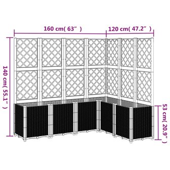 Plantenbak met latwerk 160x120x140 cm polypropeen grijs 9