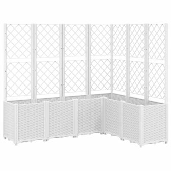 Plantenbak met latwerk 160x120x140 cm polypropeen wit 2