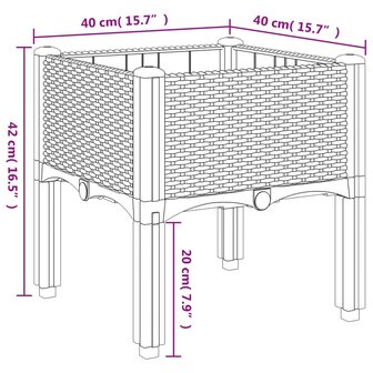 Plantenbak met poten 40x40x42 cm polypropeen bruin 8