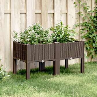 Plantenbak met poten 80x40x42 cm polypropeen bruin 1