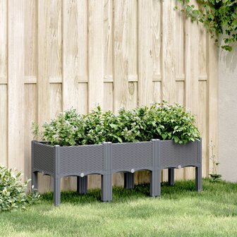 Plantenbak met poten 120x40x42 cm polypropeen grijs 1