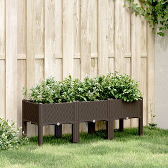 Plantenbak met poten 120x40x42 cm polypropeen bruin 1