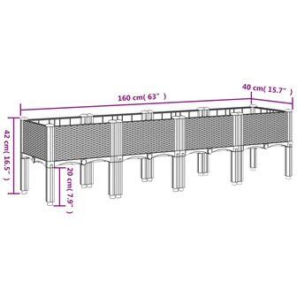 Plantenbak met poten 160x40x42 cm polypropeen wit 7