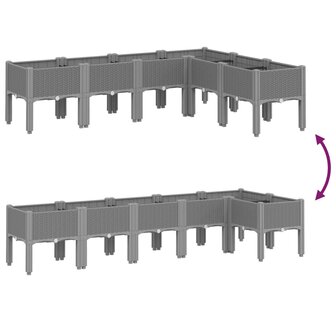 Plantenbak met poten 160x120x42 cm polypropeen lichtgrijs 6