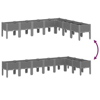 Plantenbak met poten 200x160x42 cm polypropeen lichtgrijs 6