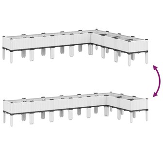 Plantenbak met poten 200x160x42 cm polypropeen wit 6