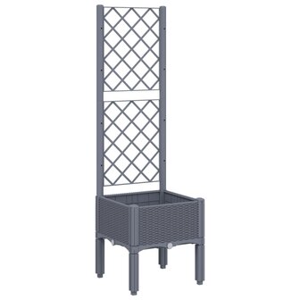 Plantenbak met latwerk 40x40x142 cm polypropeen grijs 2