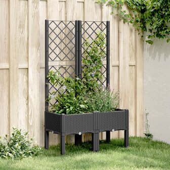 Plantenbak met latwerk 80x40x142 cm polypropeen zwart 1