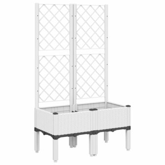 Plantenbak met latwerk 80x40x142 cm polypropeen wit 2