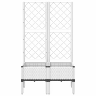 Plantenbak met latwerk 80x40x142 cm polypropeen wit 3