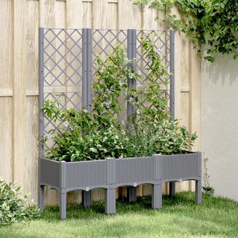 Plantenbak met latwerk 120x40x142 cm polypropeen grijs 1