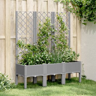 Plantenbak met latwerk 120x40x142 cm polypropeen lichtgrijs 1