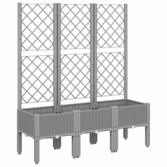 Plantenbak met latwerk 120x40x142 cm polypropeen lichtgrijs 2