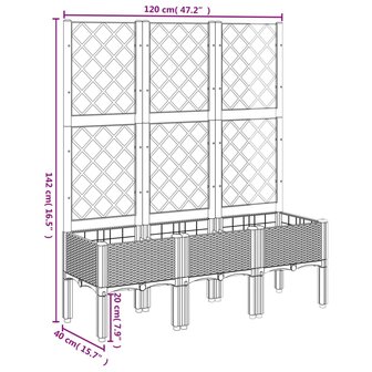 Plantenbak met latwerk 120x40x142 cm polypropeen zwart 8