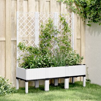 Plantenbak met latwerk 120x40x142 cm polypropeen wit 1