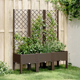 Plantenbak met latwerk 120x40x142 cm polypropeen bruin 1