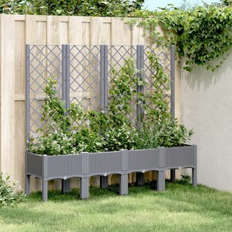 Plantenbak met latwerk 160x40x142 cm polypropeen grijs 1