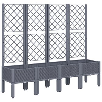 Plantenbak met latwerk 160x40x142 cm polypropeen grijs 2