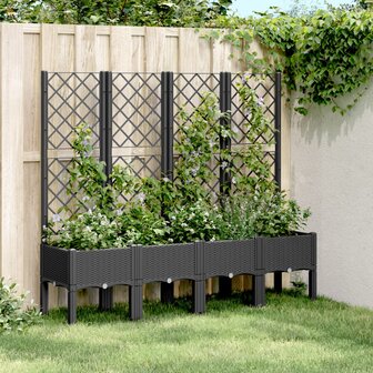 Plantenbak met latwerk 160x40x142 cm polypropeen zwart 1