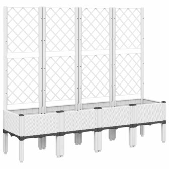 Plantenbak met latwerk 160x40x142 cm polypropeen wit 2