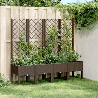 Plantenbak met latwerk 160x40x142 cm polypropeen bruin 1