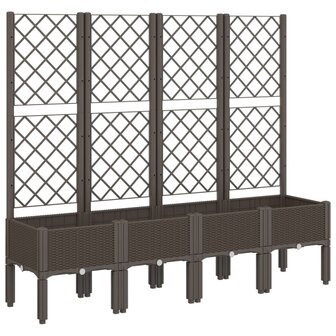 Plantenbak met latwerk 160x40x142 cm polypropeen bruin 2