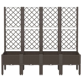 Plantenbak met latwerk 160x40x142 cm polypropeen bruin 3