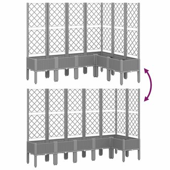Plantenbak met latwerk 160x120x142 cm polypropeen lichtgrijs 6