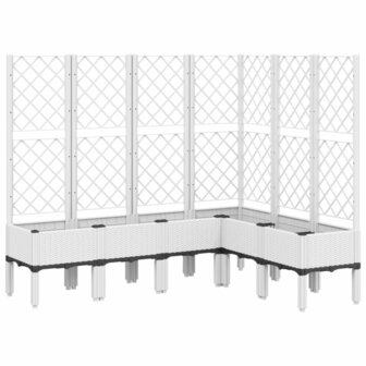 Plantenbak met latwerk 160x120x142 cm polypropeen wit 2