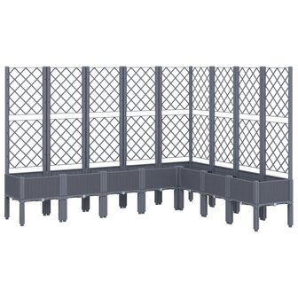 Plantenbak met latwerk 200x160x142 cm polypropeen grijs 2