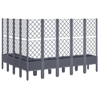 Plantenbak met latwerk 200x160x142 cm polypropeen grijs 5