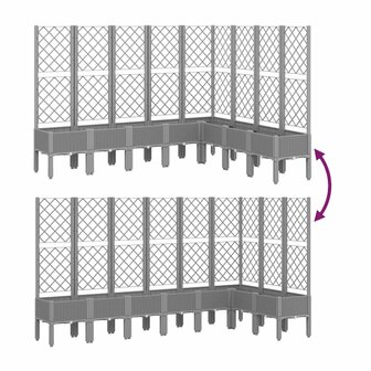 Plantenbak met latwerk 200x160x142 cm polypropeen lichtgrijs 6