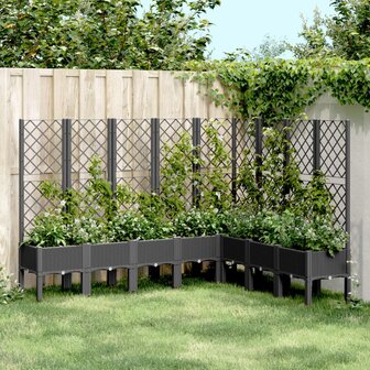 Plantenbak met latwerk 200x160x142 cm polypropeen zwart 1