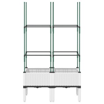 Plantenbak met latwerk 80x40x142,5 cm polypropeen wit 3