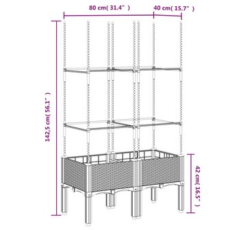 Plantenbak met latwerk 80x40x142,5 cm polypropeen wit 7