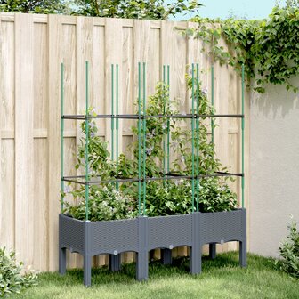 Plantenbak met latwerk 120x40x142,5 cm polypropeen grijs 1