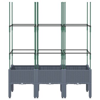 Plantenbak met latwerk 120x40x142,5 cm polypropeen grijs 3