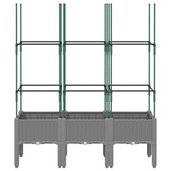 Plantenbak met latwerk 120x40x142,5 cm polypropeen lichtgrijs 3