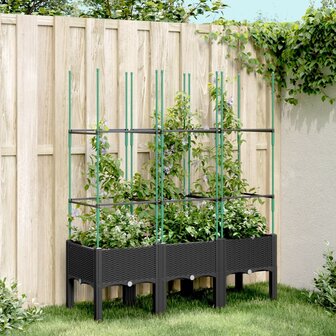 Plantenbak met latwerk 120x40x142,5 cm polypropeen zwart 1