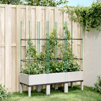 Plantenbak met latwerk 120x40x142,5 cm polypropeen wit 1